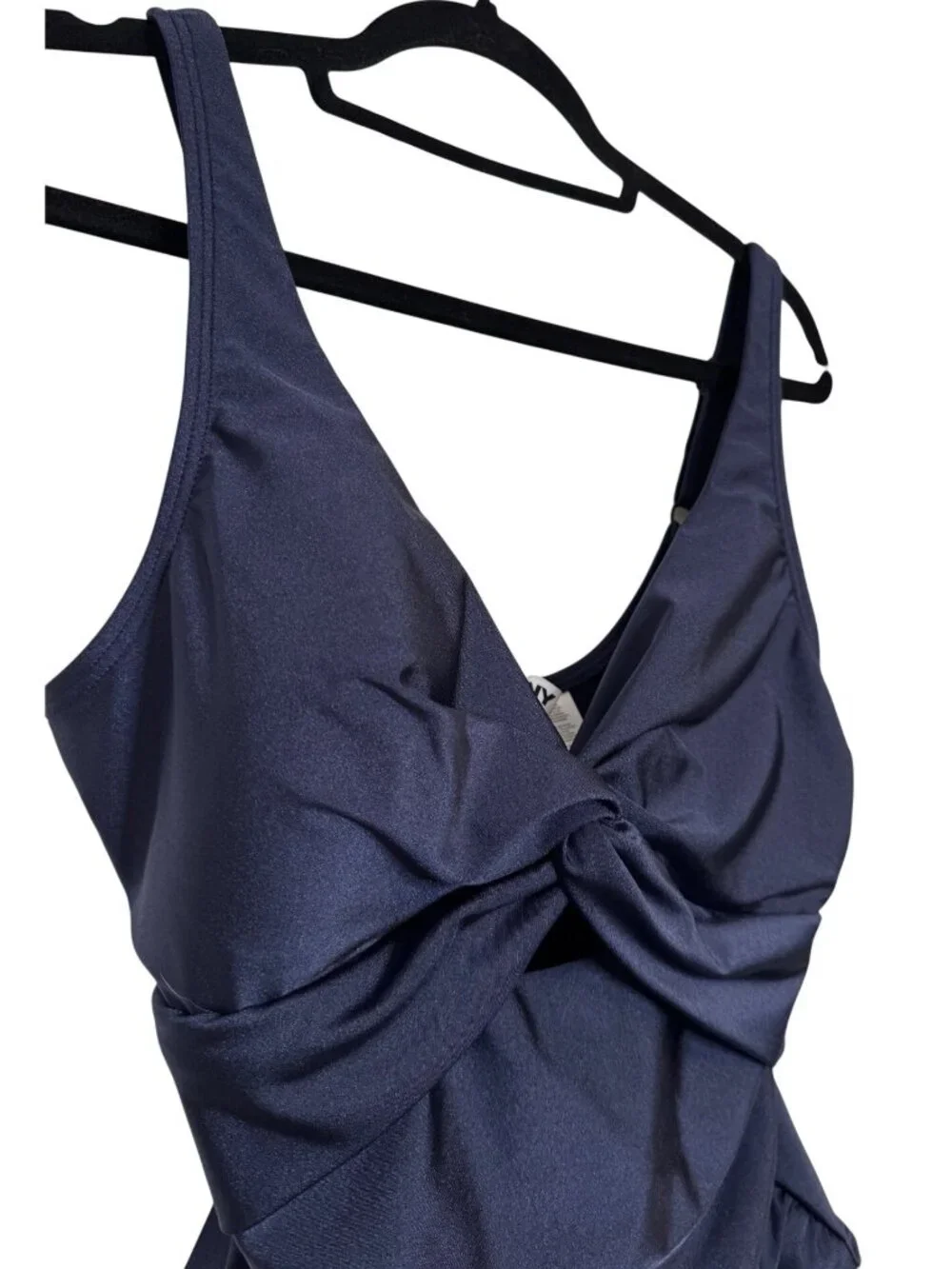 DKNY Shirred Keyhole Size Large Navy One Piece Swim Suit Padded NWT $80 - Picture 8 of 9